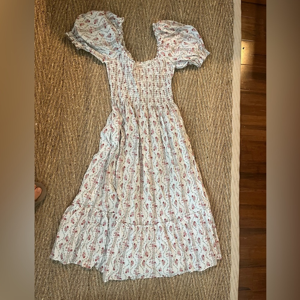 Hill House Home Louisa Dress Pink Vine Stripe Cotton Size Medium